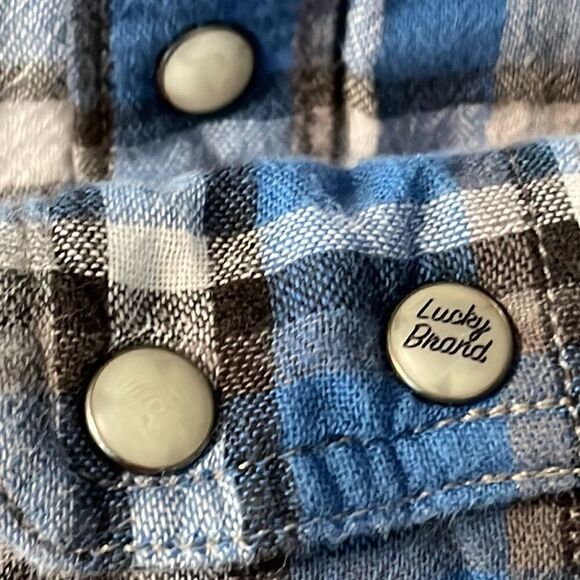 Lucky Brand plaid double cloth two pocket western style shirt size Large - Picture 6 of 12